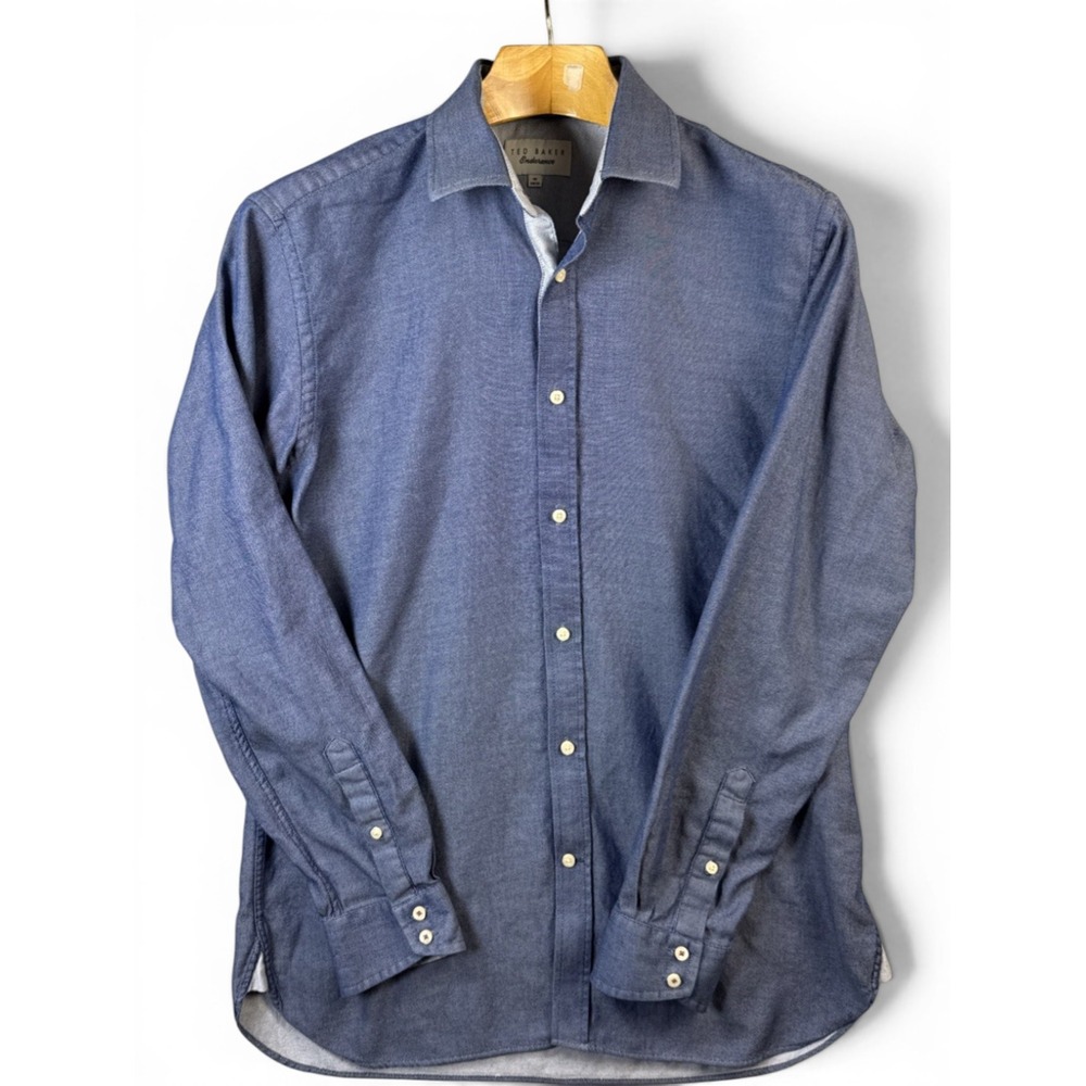 Ted Baker Endurance Shirt Mens 16 34/35 Blue Long Sleeve Fitted Manager Career